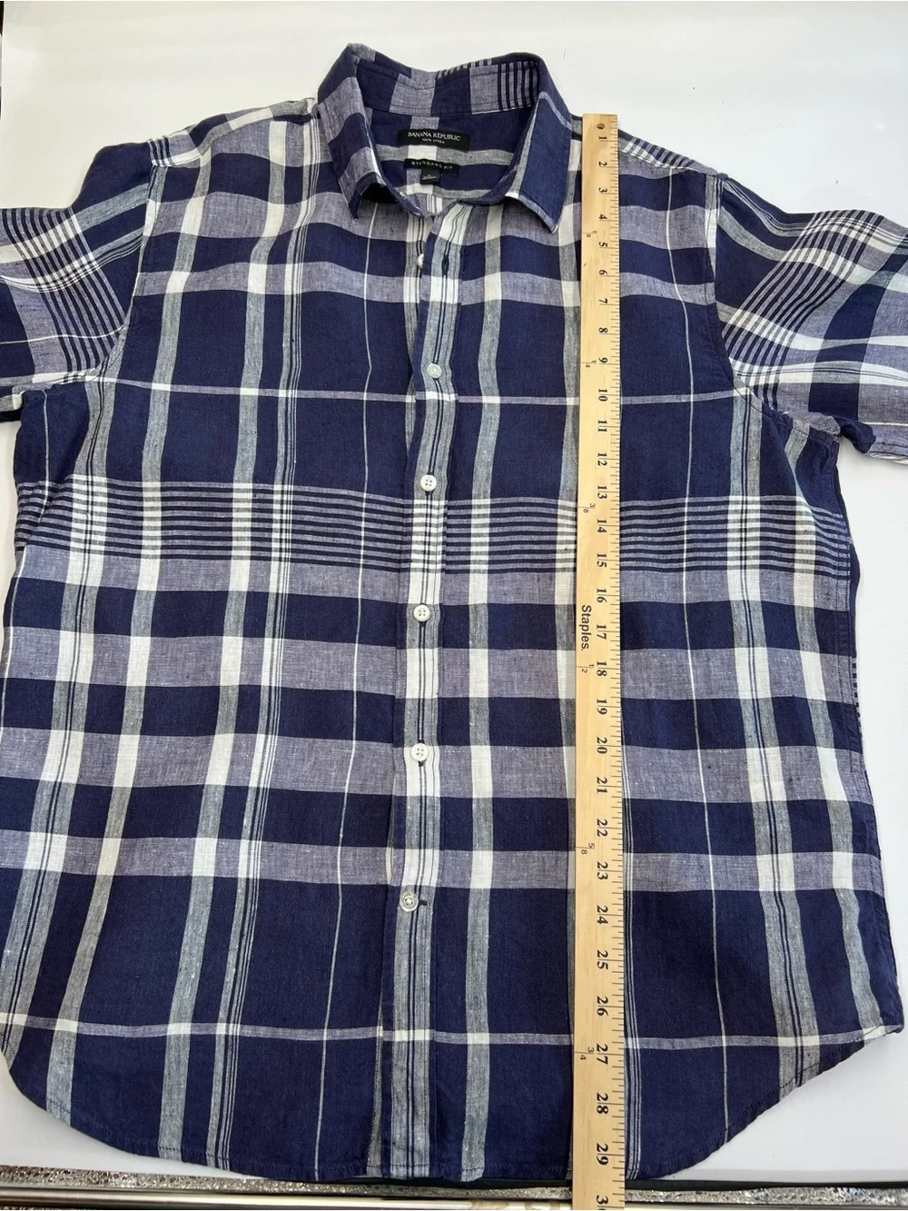 Banana republic men’s 100% linen standard   large shirt nautical preppy coastal